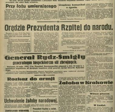 Śmierć Józefa Piłsudskiego w prasie