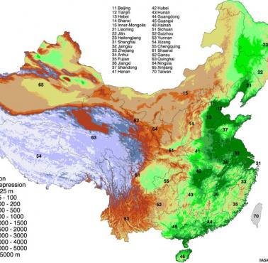 Topograficzna mapa Chin