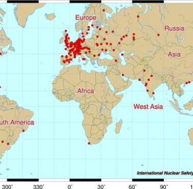 Mapa wszystkich elektrowni jądrowych na świecie, 2005