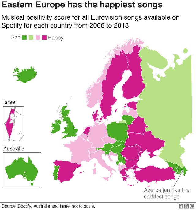 Które państwa mają najweselsze, a które najsmutniejsze piosenki na Eurowizji