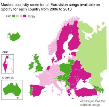 Które państwa mają najweselsze, a które najsmutniejsze piosenki na Eurowizji