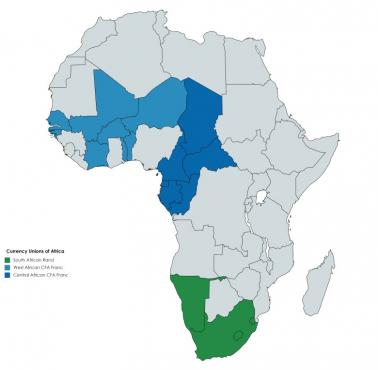 Walutowe związki Afryki: franki CFA (francuski frank) i południowoafrykański rand