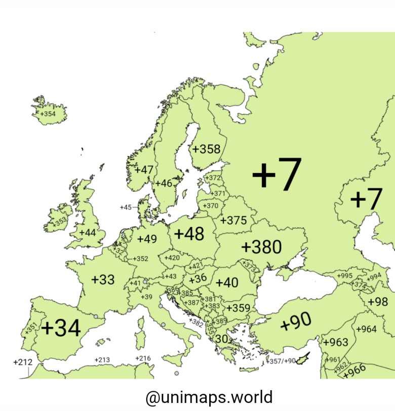 Numery kierunkowe w Europie