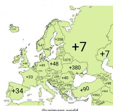 Numery kierunkowe w Europie