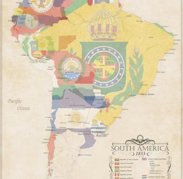 Ameryka Południowa w 1833 roku