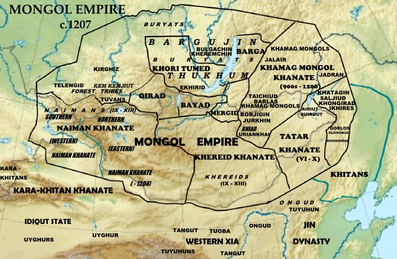 Imperium Mongołów na samym początku XIII wieku, 1207