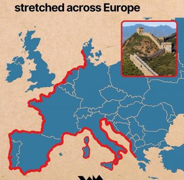 Wielki Mur Chiński na tle Europy