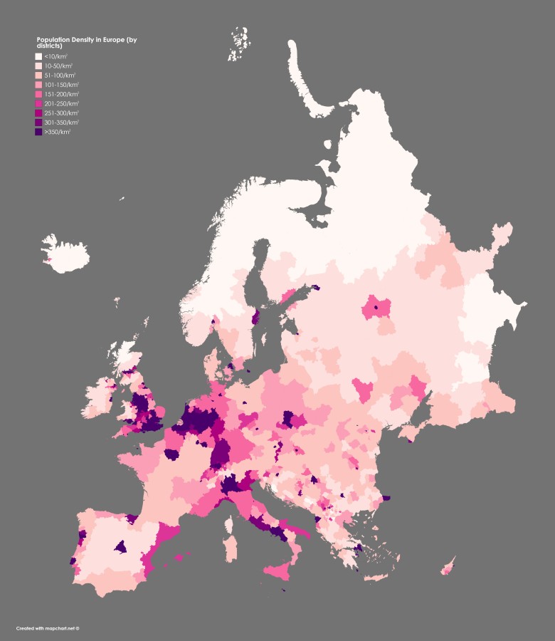 Gęstość zaludnienia w Europie