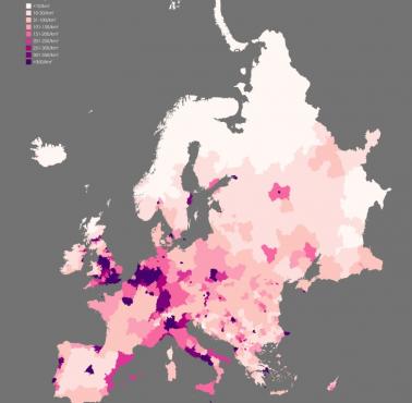 Gęstość zaludnienia w Europie