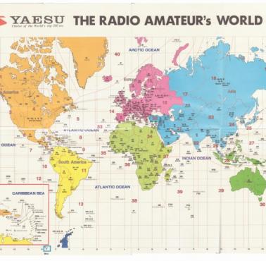 Mapa świata radioamatorów (krótkofalarstwo) przed erą internetu