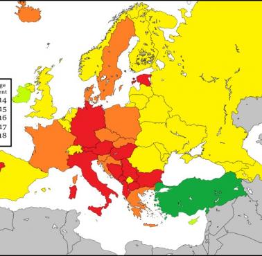 Wiek zgody (wyrażenia ważnej prawnie zgody na czynności seksualne) w poszczególnych krajach Europy