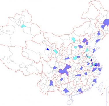 Miasta w Chinach z metrem (niebieskie oznacza w budowie)