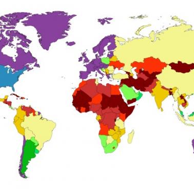 Procent odmów przyznania amerykańskiej wizy w poszczególnych państwach świata