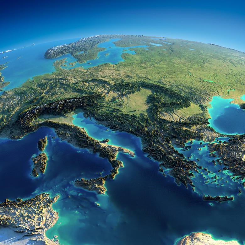 Reliefowa mapa Europy Środkowej