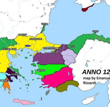 Mapa Bizancjum w 1204 roku