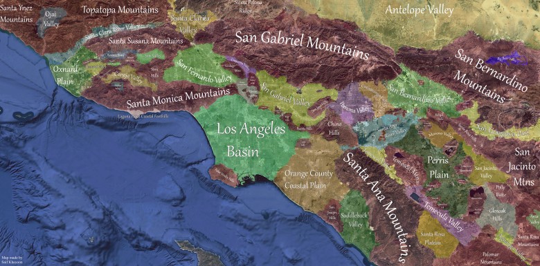 Mapa topograficzna Los Angeles i okolic (wielkie LA)