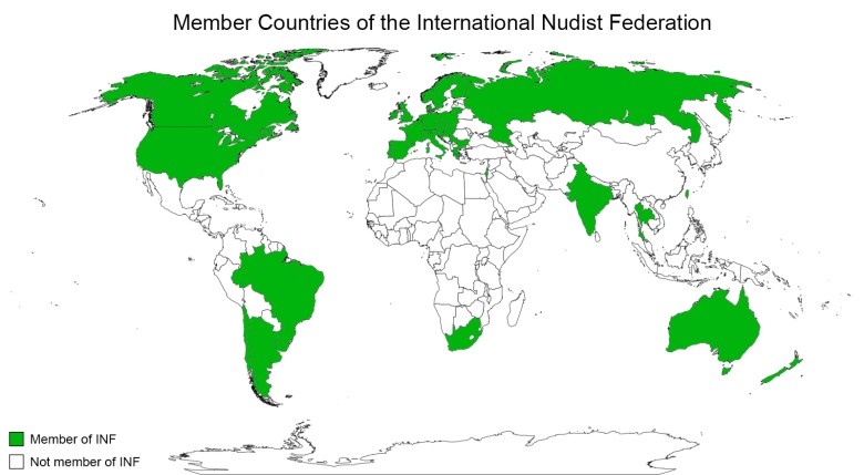 Kraje członkowskie INF (Międzynarodowa Federacja Nudystów)