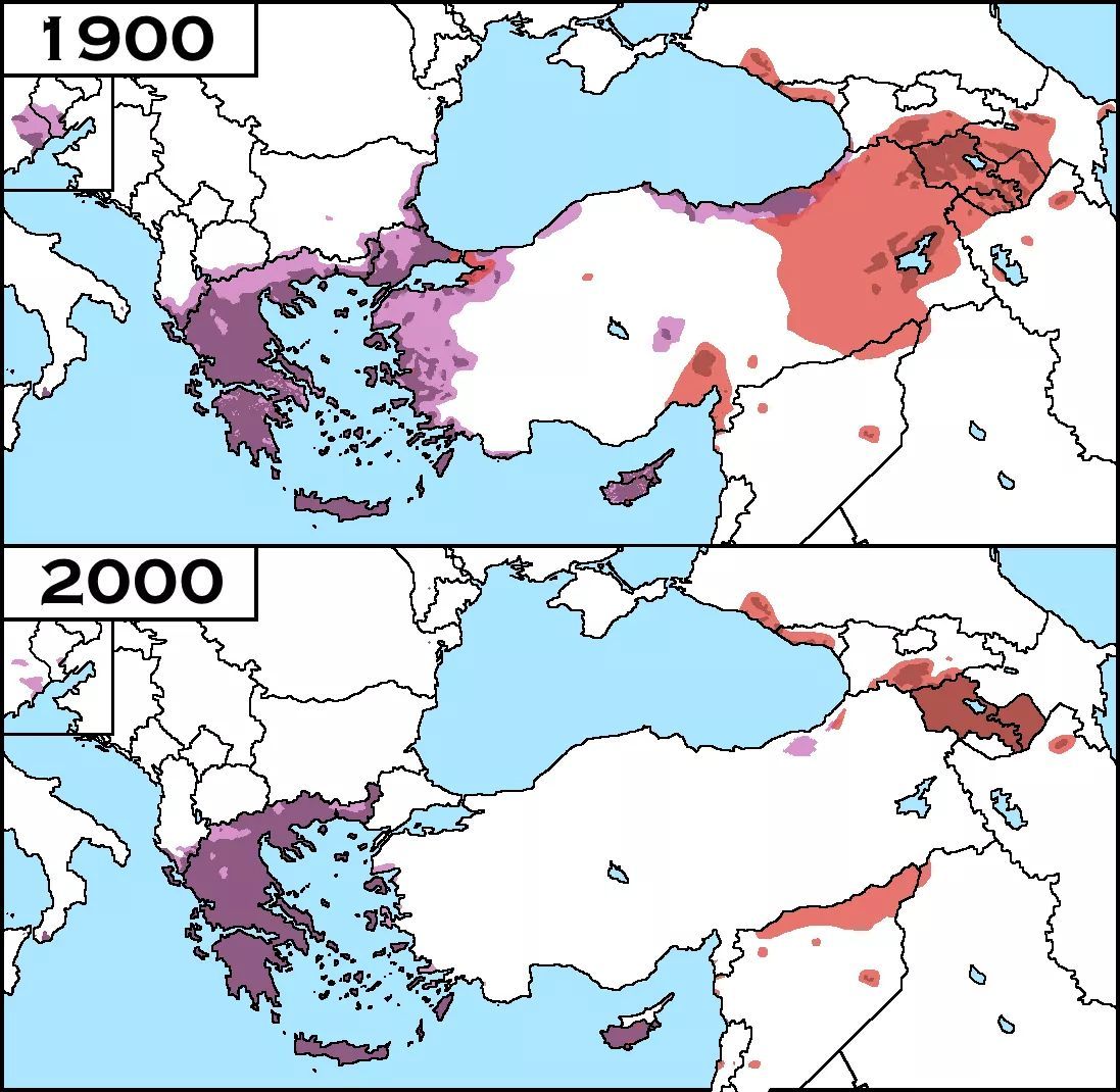 Porównanie populacji Armenii na Bliskim Wschodzie w latach 1900 i 2000