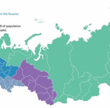 Rosja podzielona na obszary, gdzie mieszka 1/8 ludności