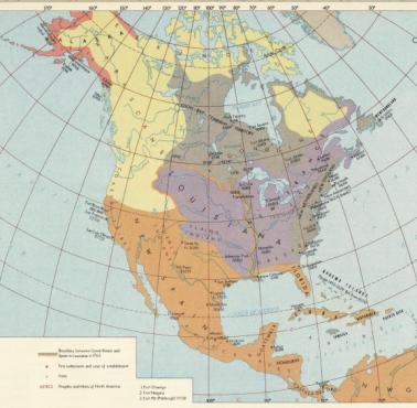 Ameryka Północna w czasach kolonialnych, mapa z lat 60-tych