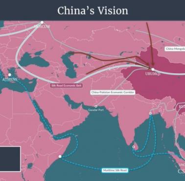 Chińska wizja głównych szlaków transportowych na świecie (Nowy Jedwabny Szlak)