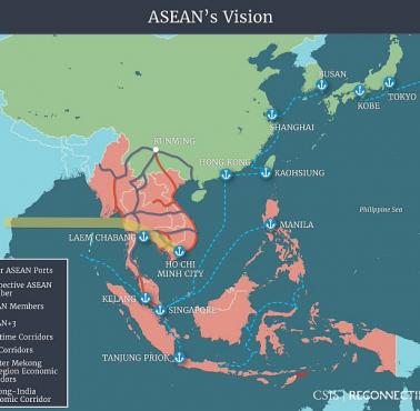 Wizja głównych szlaków transportowych państw należących do ASEAN-u