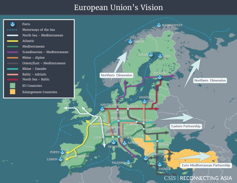 Unijna wizja głównych szlaków transportowych w Europie