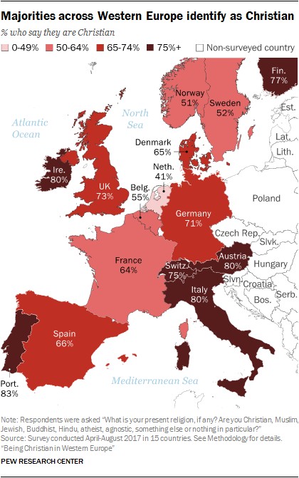 Chrześcijanie w Europie Zachodniej, 2018