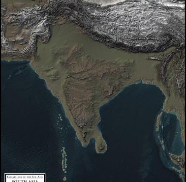Reliefowa mapa Azji Południowej w epoce lodowcowej