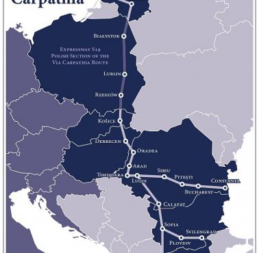 Przebieg trasy Via Carpatia, która ma znaczenie geopolityczne