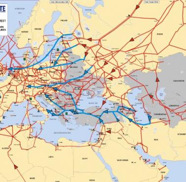 Rurociągi gazu ziemnego w Europie i okolicznych regionach