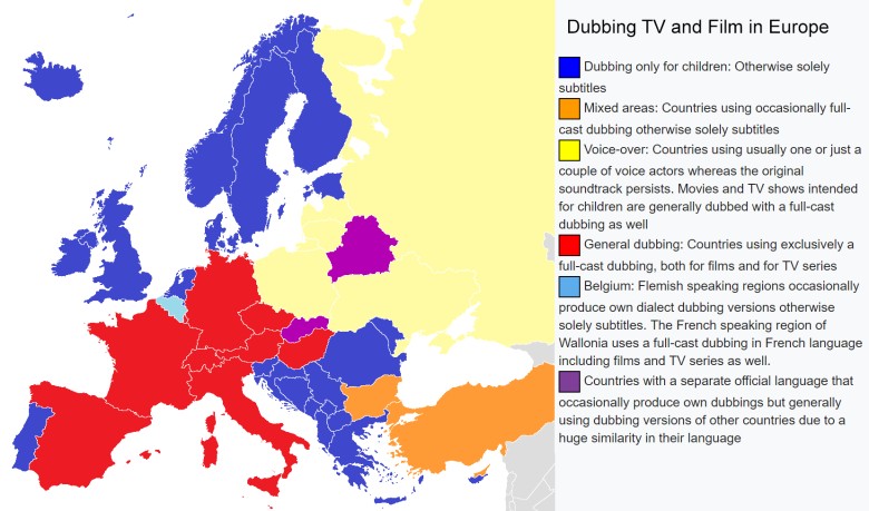 Dubbingowanie w telewizji i w filmie w Europie