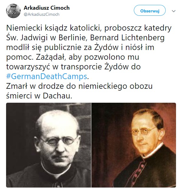 Niemiecki ksiądz katolicki, proboszcz katedry Św. Jadwigi w Berlinie, Bernard Lichtenberg