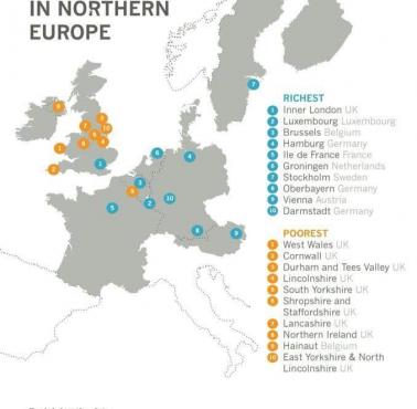 Dziesięć najbogatszych i najbiedniejszych obszarów w Europie Północnej