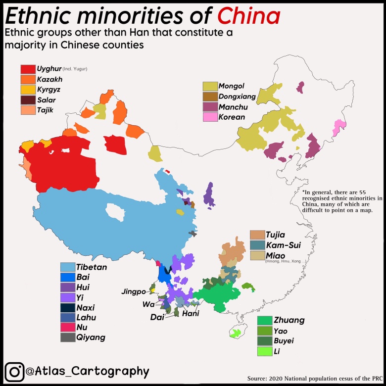 Mniejszości etniczne w Chinach, 2020