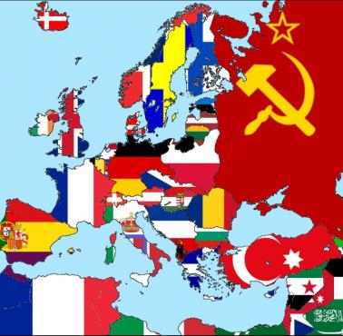 Mapa Europy w 1933 roku z flagami
