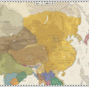 Mapa polityczna Azji w 1300 roku