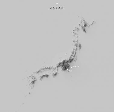 Topograficzna mapa Japonii