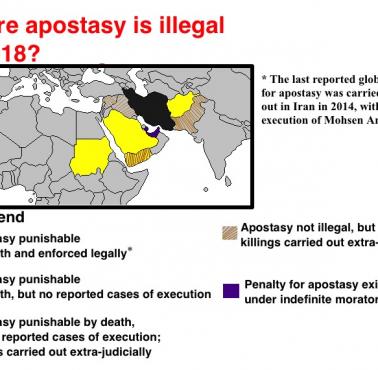 Kara za porzucenie religii (apostazja) według kraju, 2018