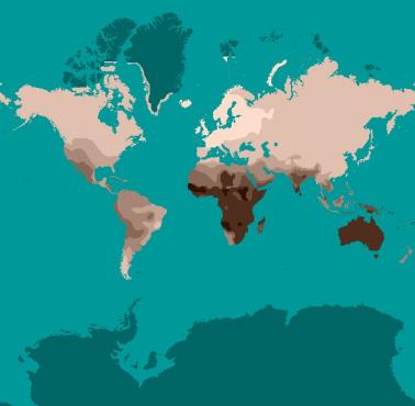 Dominujący kolor skóry w regionalnych populacjach ludzkich przed rokiem 1940
