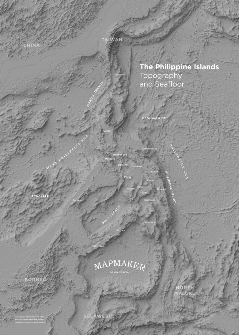 Topograficzna mapa Morza Filipińskiego