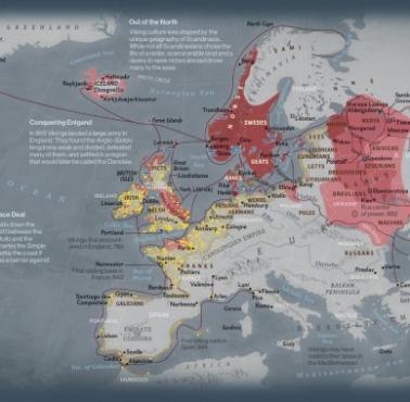 Mapa podbojów i podróży Wikingów