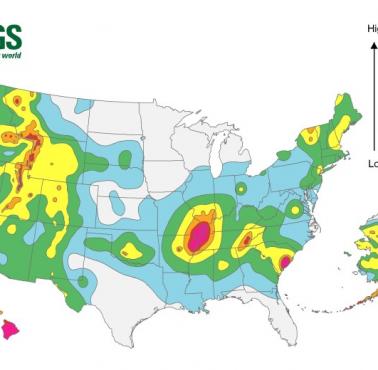 Mapa zagrożenia sejsmicznego USGS dla USA