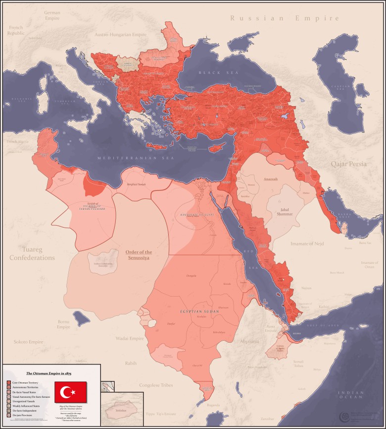 Mapa Imperium Osmańskiego z 1875 roku
