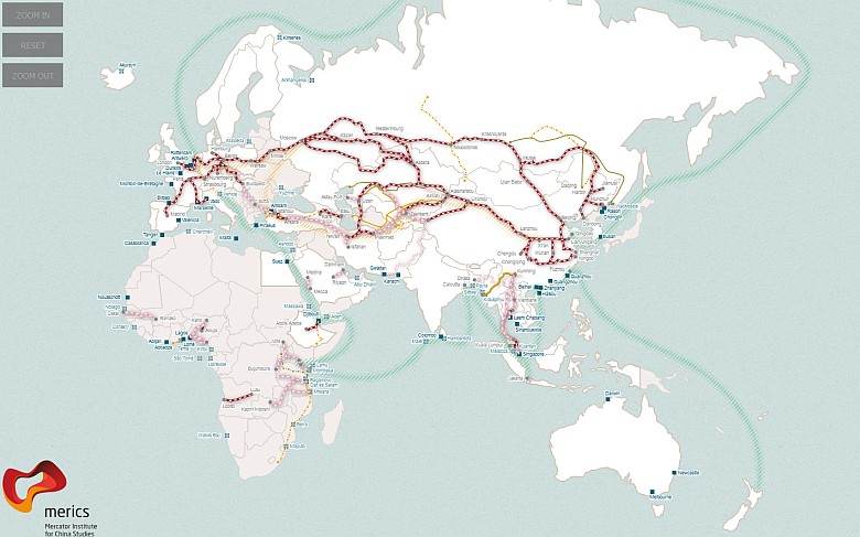 Interaktywna mapa Nowego Jedwabnego Szlaku (NJS) i połączeń Europa - Azja