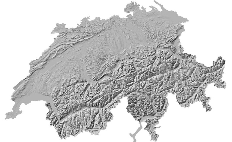 Hipsometryczna mapa Szwajcarii