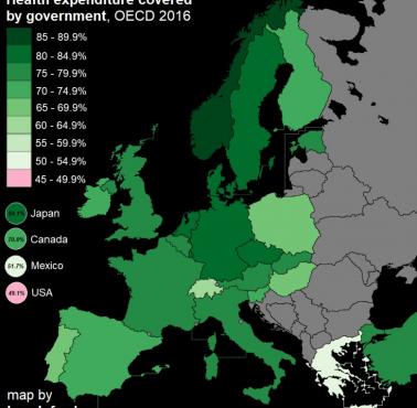Wydatki publiczne na zdrowie, OECD 2016
