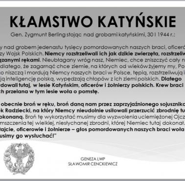 Z.Berling przemawia w Katyniu 30 I 1944 roku wiedząc, kto dokonał zbrodni