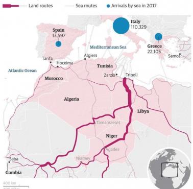 Główny kierunek migracyjny z Afryki do Europy