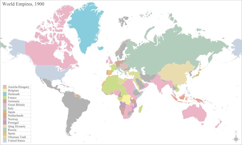 Mapa świata w 1900 roku